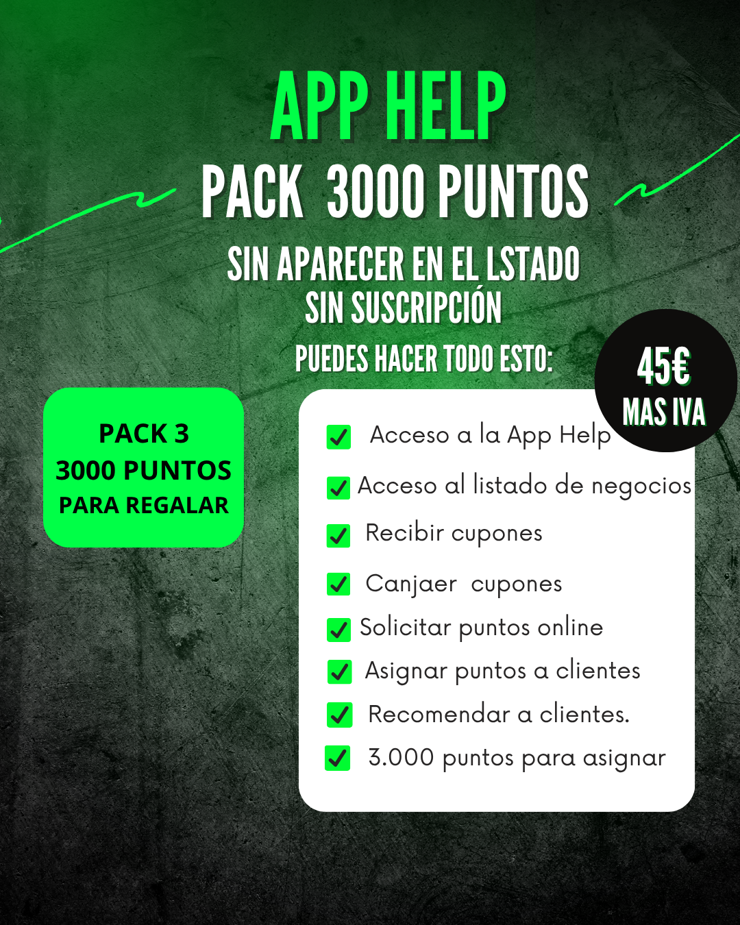 Paquete de 3000 puntos 45€ mas IVA