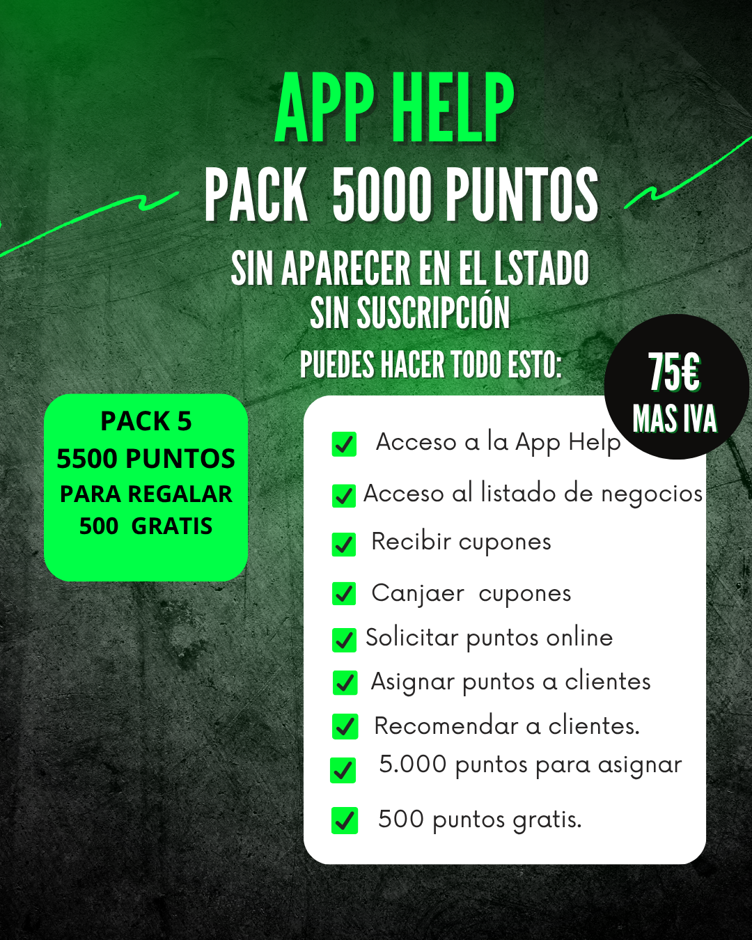 Paquete de 5.000 puntos 75€ mas IVA