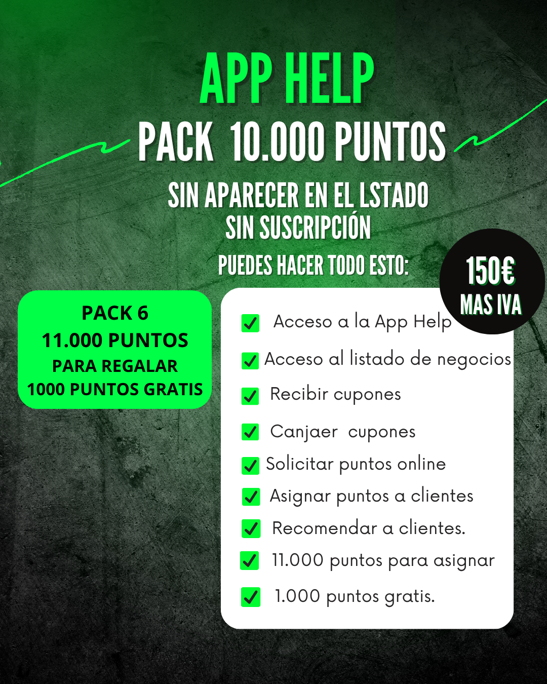 Paquete de 10.000 puntos  150€ mas IVA